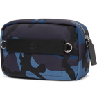 Valentino - Valentino Garavani Leather-Trimmed Camouflage-Print Canvas Camera Bag - Blue