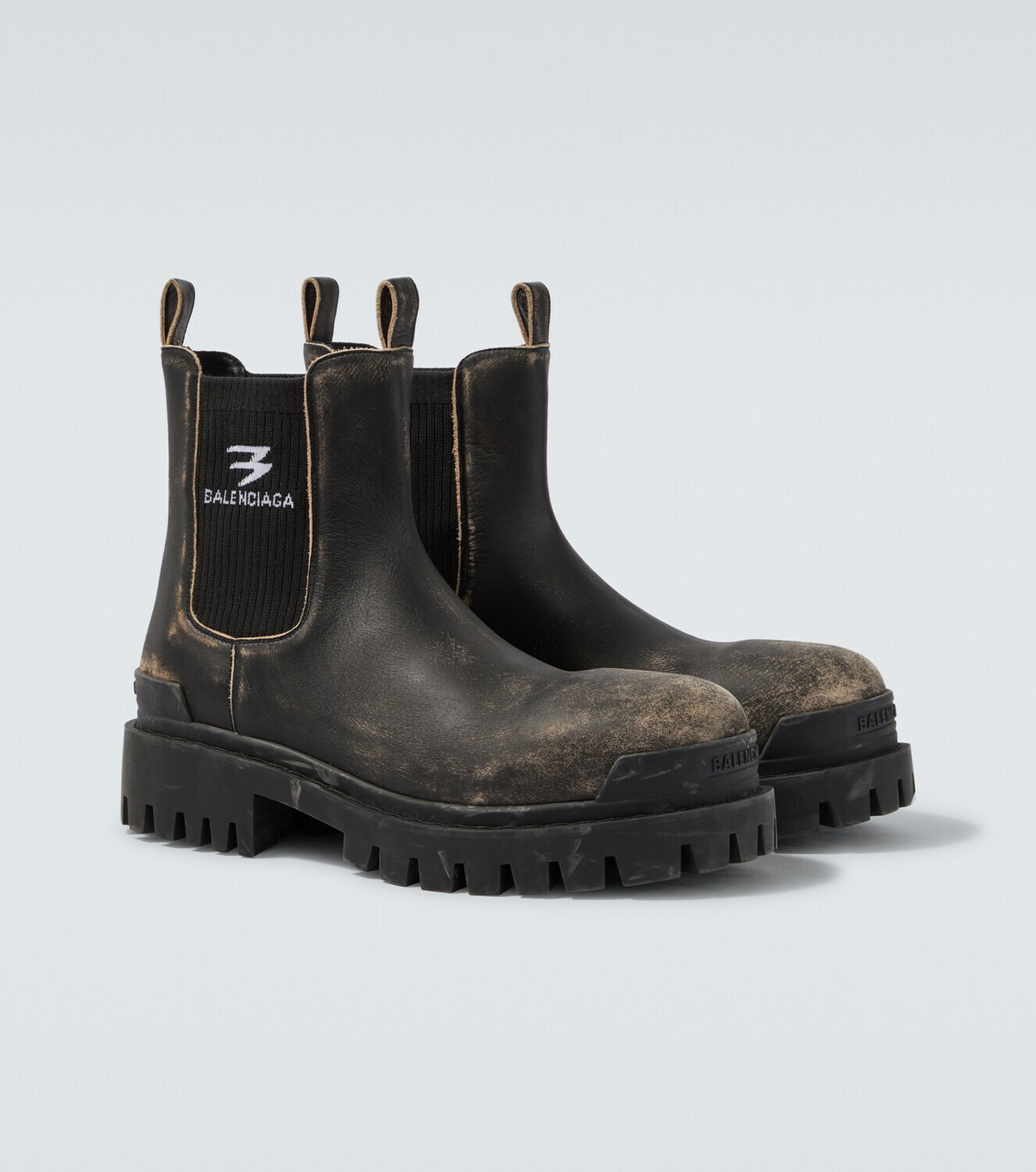 Balenciaga Strike distressed leather Chelsea boots