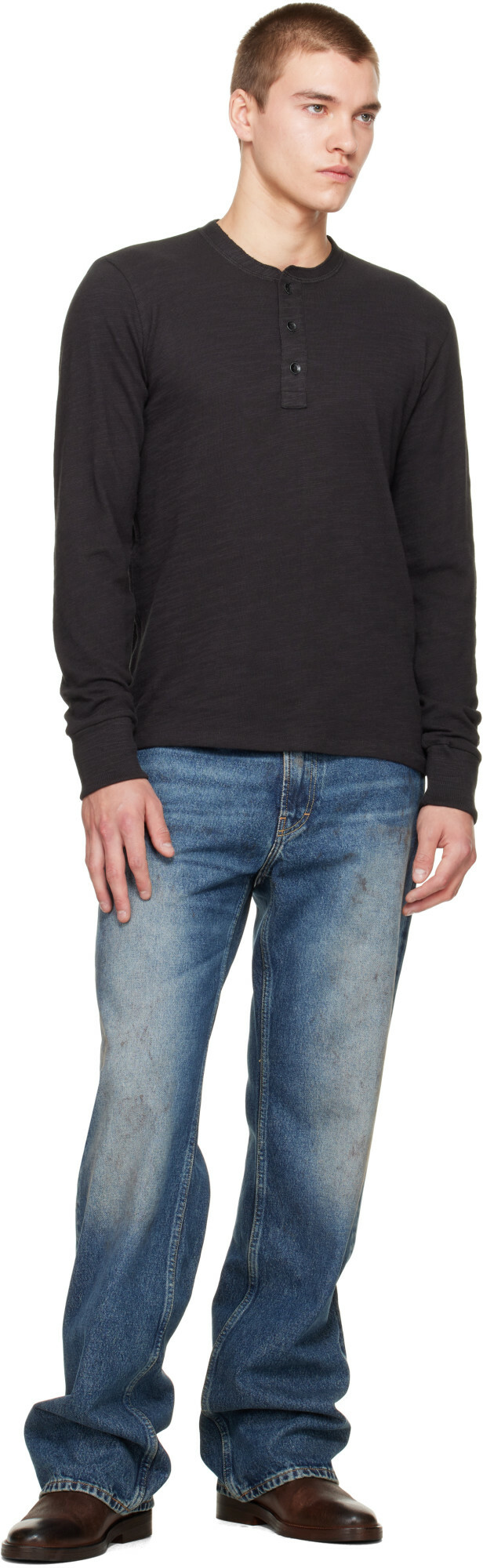 rag & bone Black Classic Slub Henley