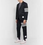 Thom Browne - Navy Slim-Fit Cropped Striped Cotton-Twill Trousers - Navy