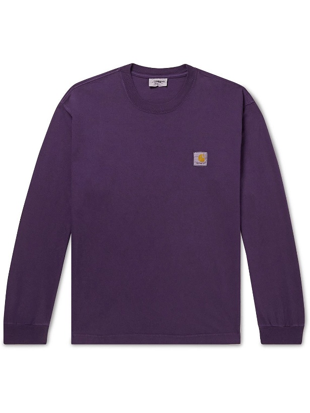 Photo: Carhartt WIP - Logo-Appliquéd Organic Cotton-Jersey T-Shirt - Purple