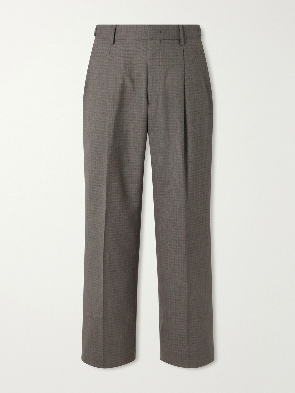 NN07 - Kay 10071 Straight-Leg Pleated Checked Basketweave Wool-Blend Trousers - Green
