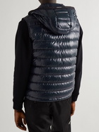 Moncler - Ragot Logo-Appliquéd Quilted Glossed-Shell Hooded Down Gilet - Blue