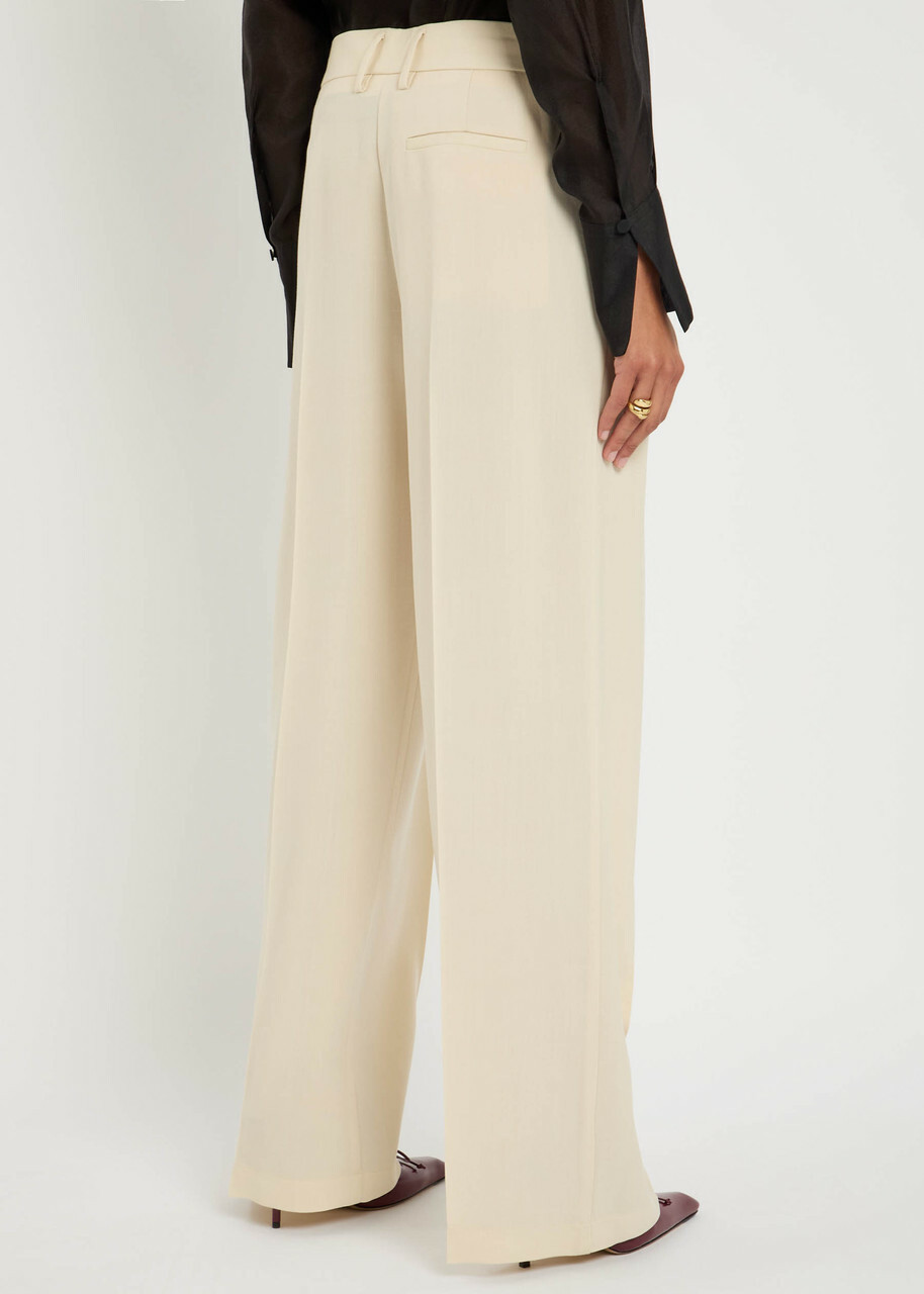 Forte_forte Pleated Woven Trousers Cream
