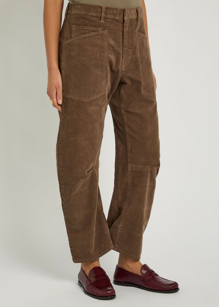 Nili Lotan Shon Barrel-leg Corduroy Trousers Brown