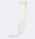 David Koma Beaded fringed strapless bustier gown