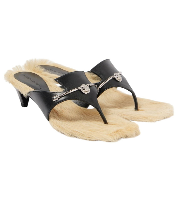 Photo: Magda Butrym Shearling-trimmed leather sandals