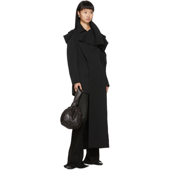 Yohji Yamamoto Black Deconstructed Shoulder Asymmetrical Coat