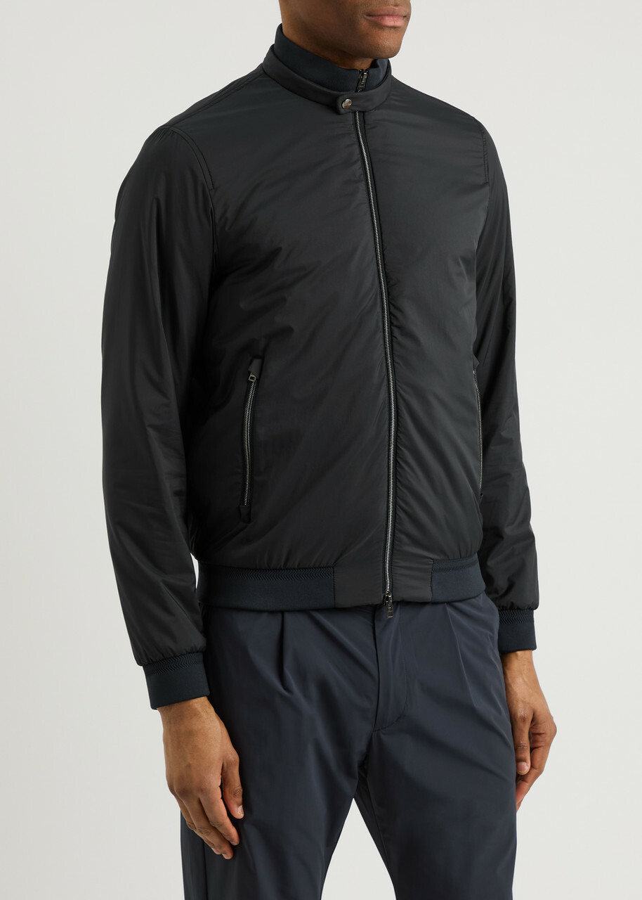 Herno Ecoage Padded Nylon Bomber Jacket Navy Herno