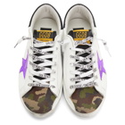 Golden Goose White and Camo Superstar Sneakers