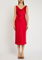 Norma Kamali Maria Cowl-neck Satin Midi Slip Dress Red