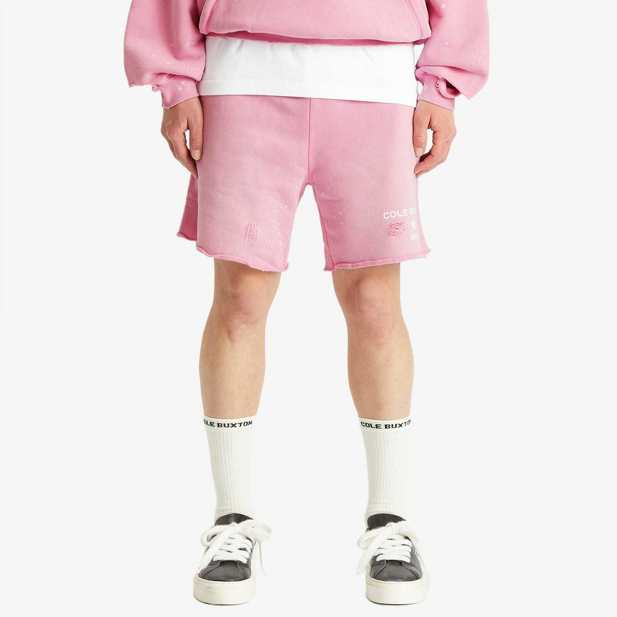 Cole Buxton Men's 1992 Distressed Shorts in Washed Pink