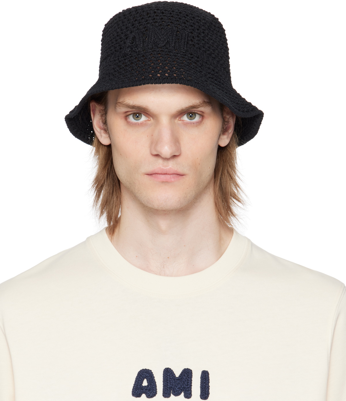 AMI Paris Blue Ami de Coeur Embroidery Bucket Hat AMI