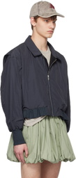 AARON ESH Gray Ruffled Bomber Jacket