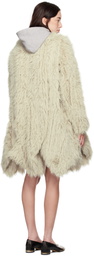 sacai Off-White Belted Faux-Fur Coat