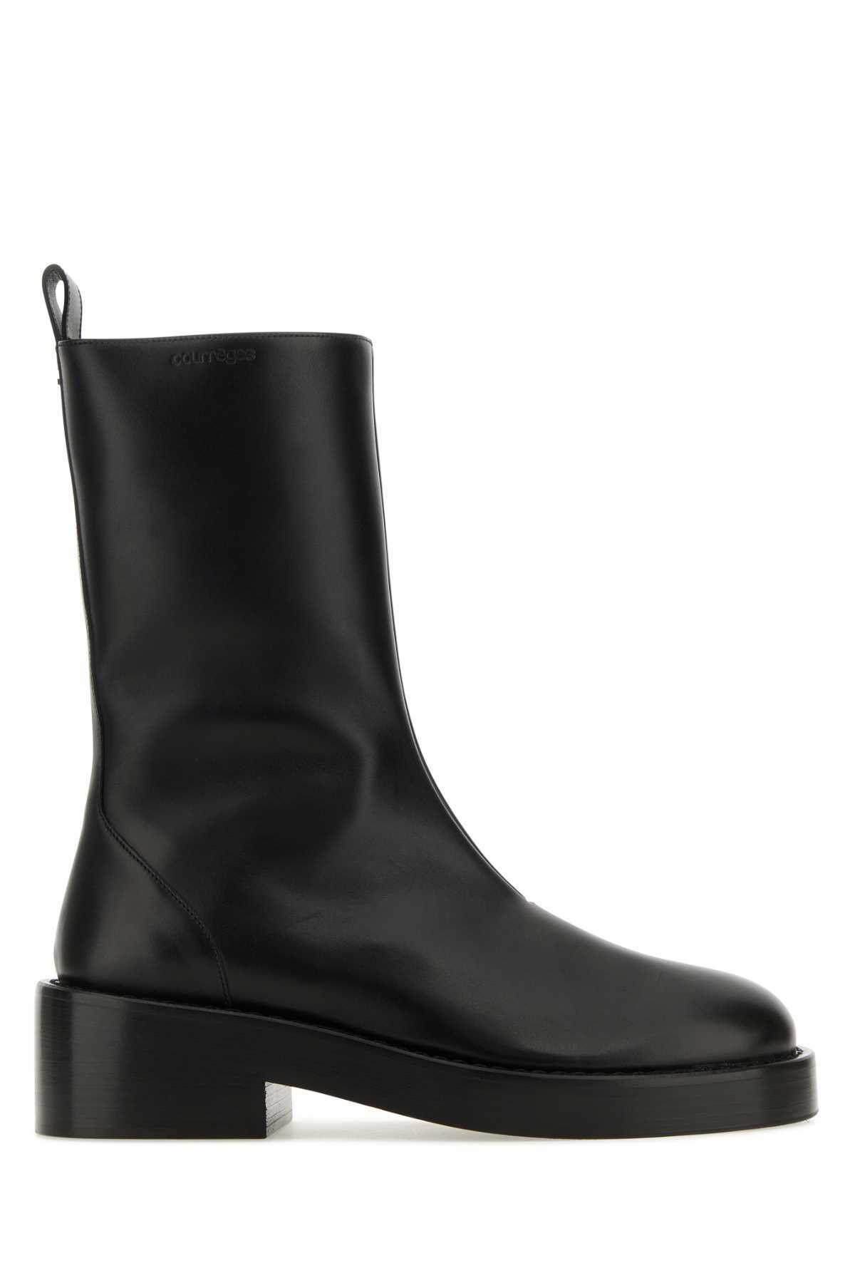 Courrèges Black Oblique Stretch Leather Effect Thigh Boots