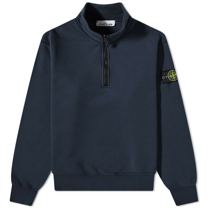 Photo: Stone Island Men's Garment Dyed Half Zip Sweat in Navy