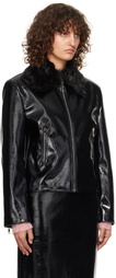 MSGM Black Patent Faux-Leather Jacket