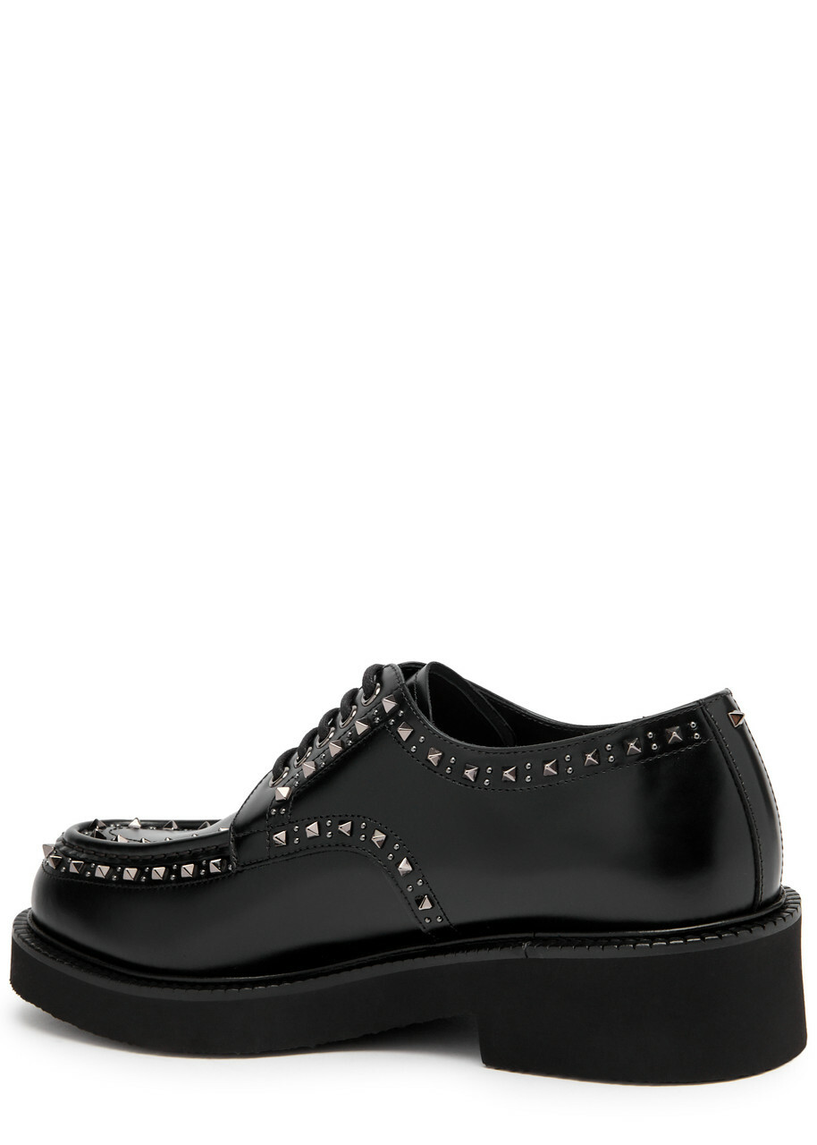 Valentino Studded Leather Derby Shoes Black Valentino