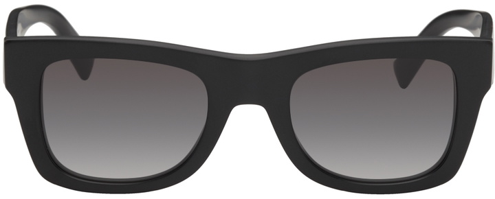 Photo: Valentino Garavani Black & Red 'VLTN' Rectangular Sunglasses