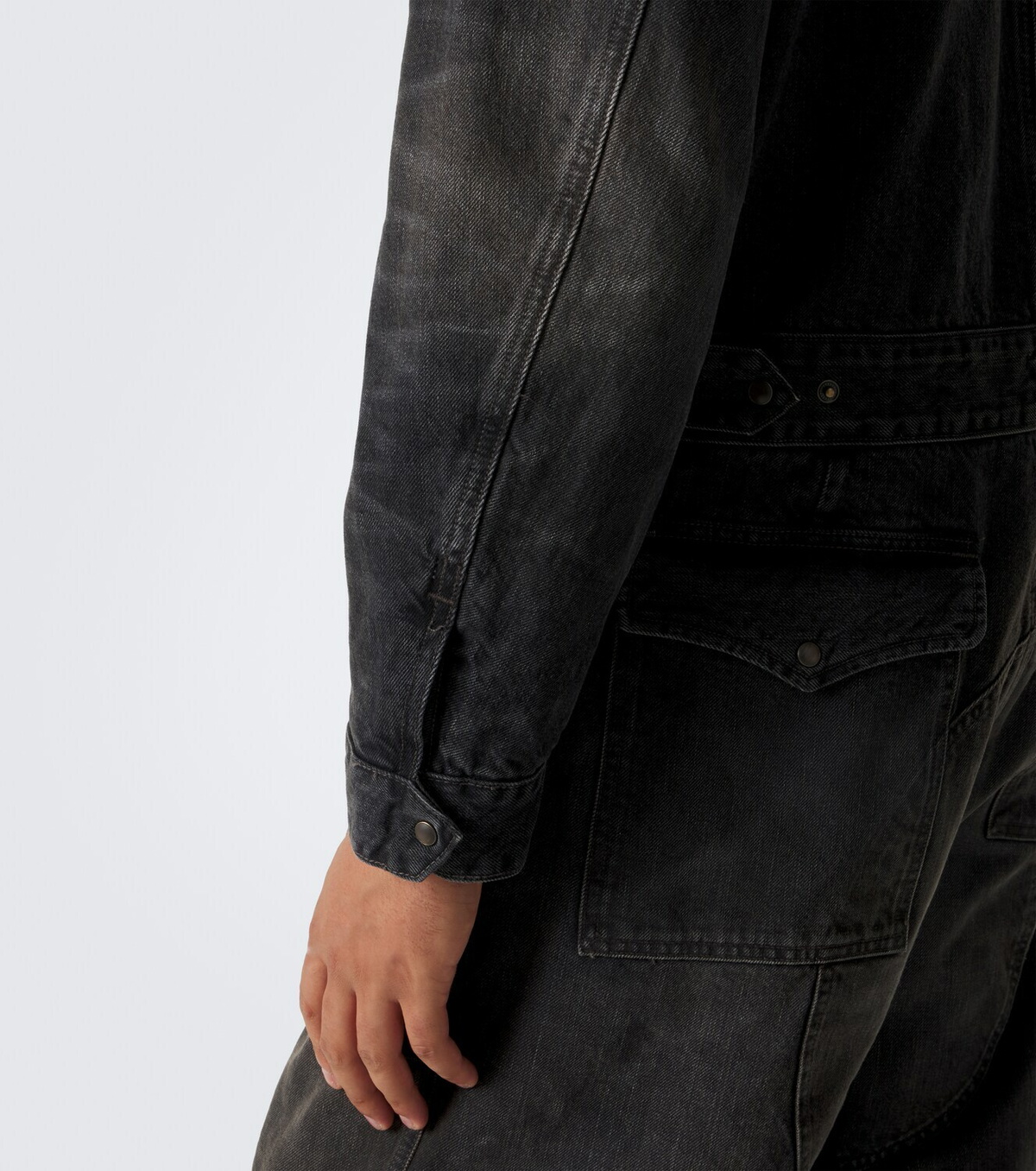 RRL Corduroy-trimmed denim jumpsuit