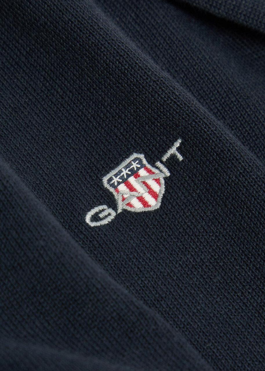 Gant Logo-embroidered Quarter-zip Cotton Jumper Navy