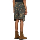 Rhude Brown and Green Camouflage Cargo Shorts