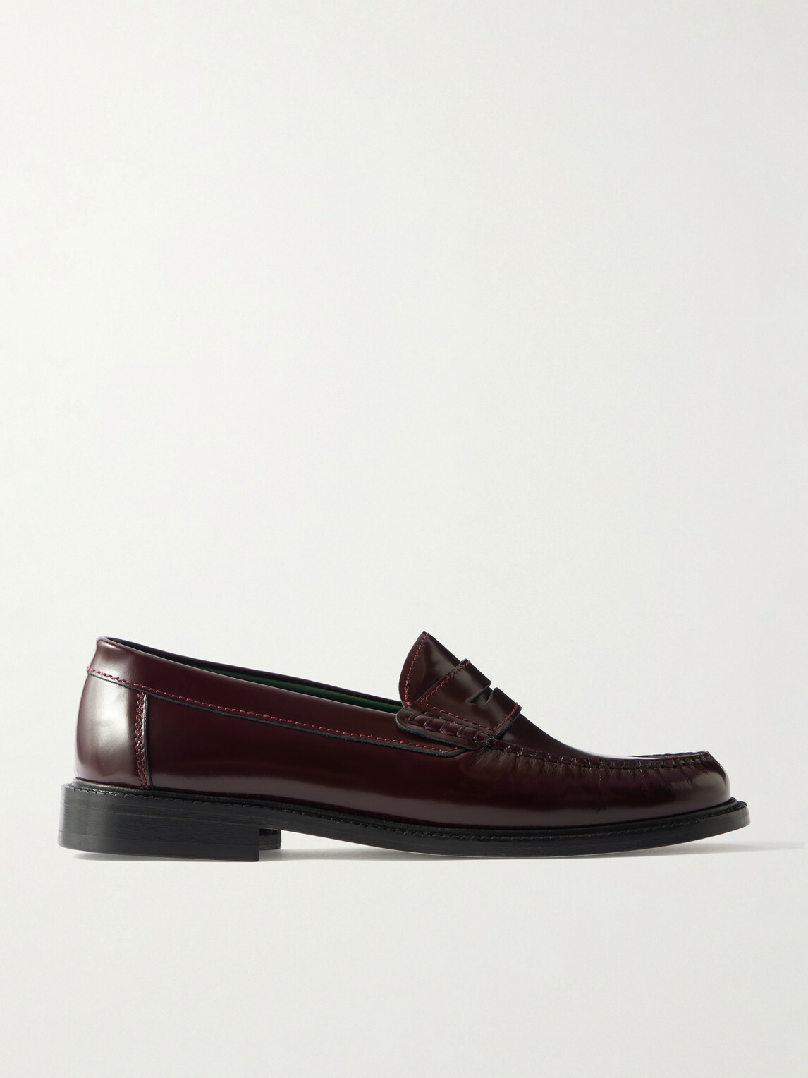 VINNY's - Yardee Polished-Leather Penny Loafers - Burgundy