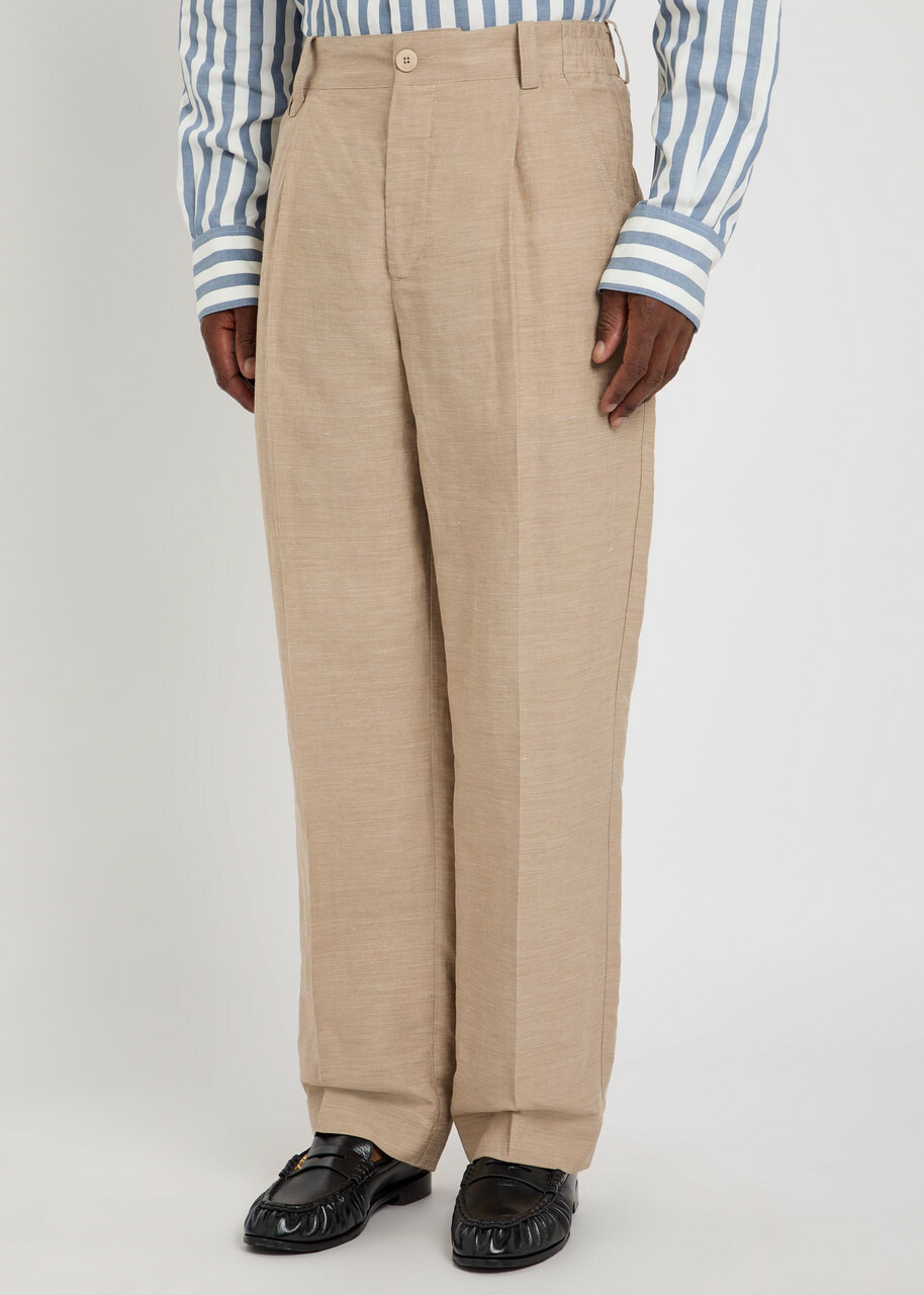 Jacquemus Le Pantalon Croisiere Straight-leg Linen-blend Trousers Beige