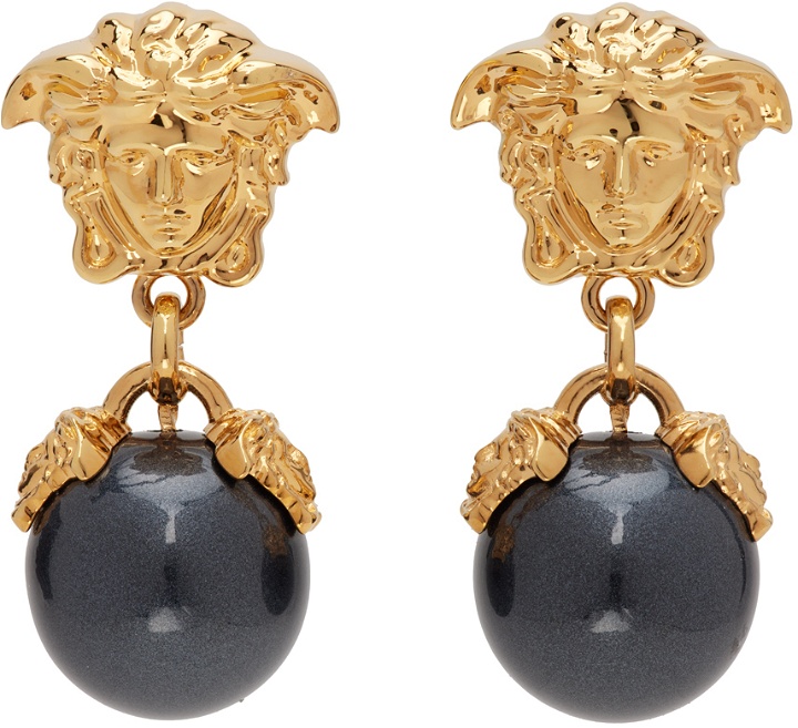 Photo: Versace Gold & Black Medusa Earrings