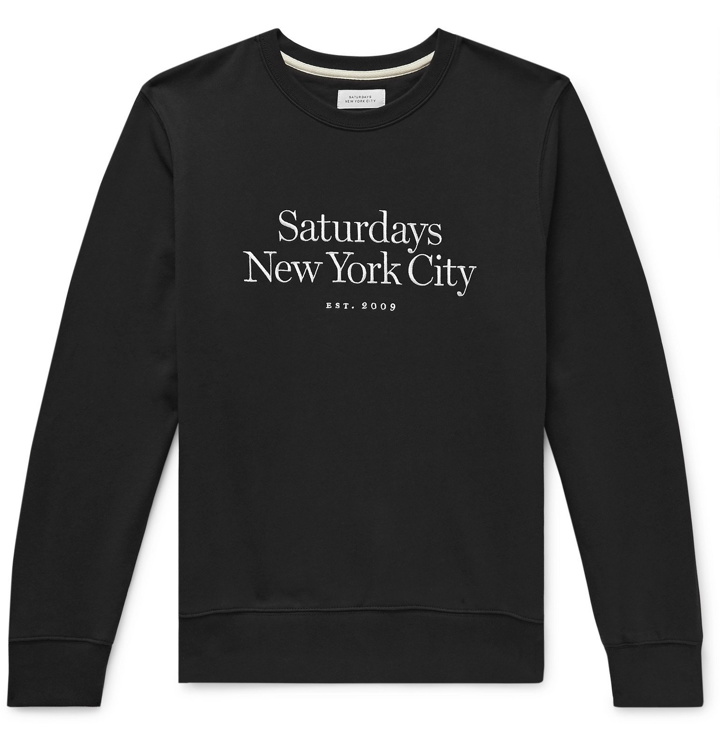 Photo: Saturdays NYC - Bowery Logo-Embroidered Loopback Cotton-Jersey Sweatshirt - Black