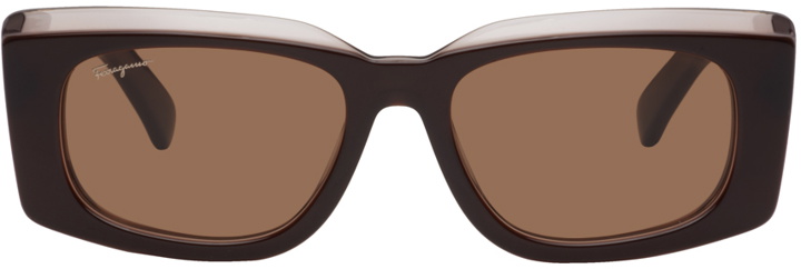 Photo: Ferragamo Brown Rectangular Sunglasses
