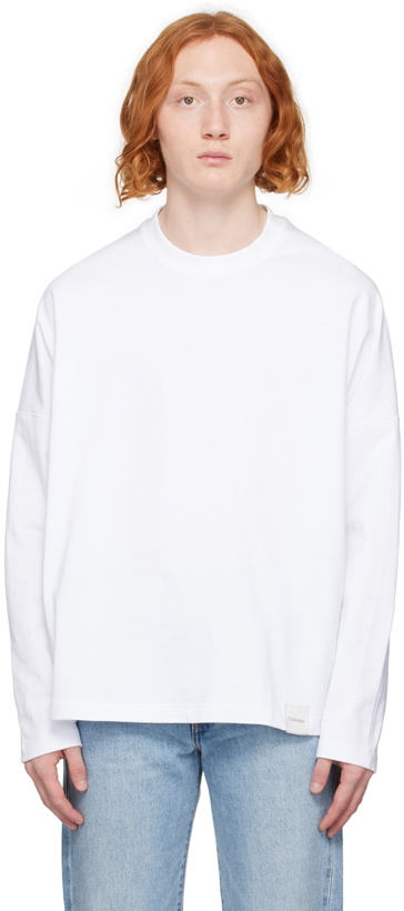 Photo: Calvin Klein White Relaxed-Fit Long Sleeve T-Shirt