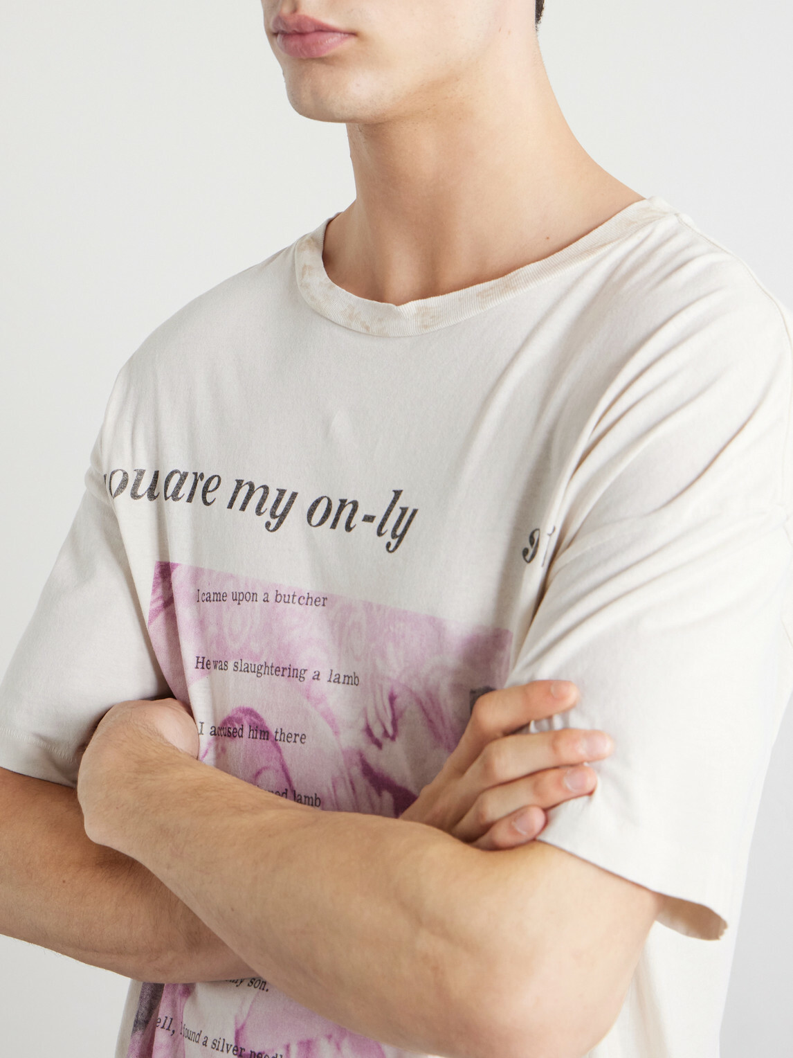 Enfants Riches Déprimés - Only Son Distressed Printed Cotton-Jersey T-Shirt - Neutrals