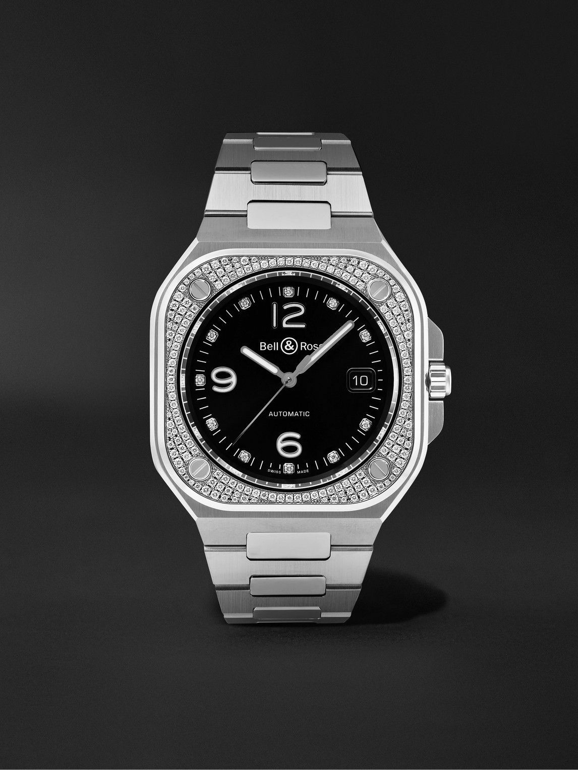 Bell & Ross - BR 05 Automatic 40mm Stainless Steel and Diamond Watch, Ref. No. BR05A-BL-STFLD/SST