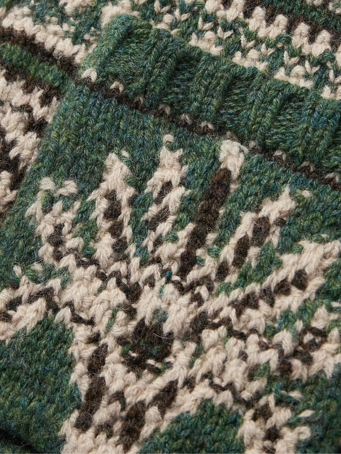 RRL - Shawl-Collar Jacquard-Knit Wool Zip-Up Cardigan - Green RRL