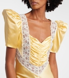 Rodarte Lace-trimmed ruched silk satin maxi dress