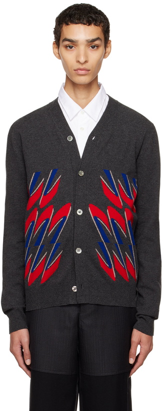 Photo: Comme des Garçons Homme Deux Gray Intarsia Cardigan