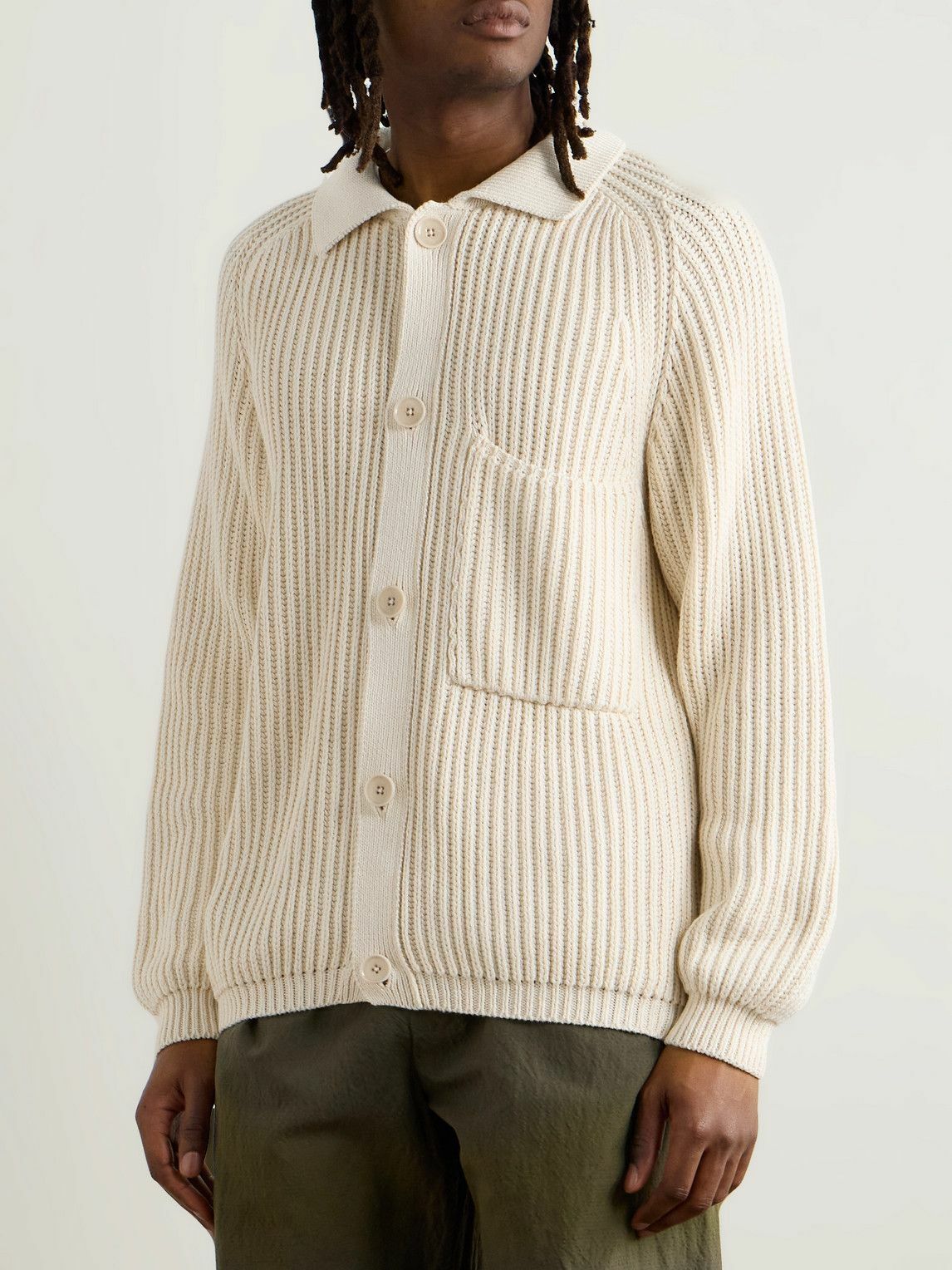 A Kind Of Guise - Juhi Ribbed-Knit Cotton Cardigan - Neutrals
