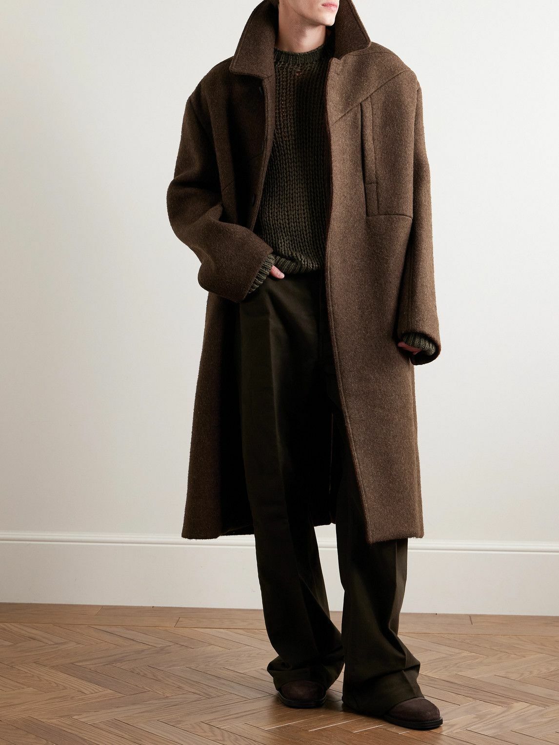 Rick Owens - Bonotto Oversized Melton Wool Coat - Brown Rick