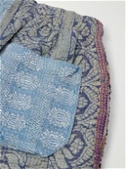 Kartik Research - Zari Straight-Leg Patchwork Upcycled Cotton Drawstring Shorts - Blue