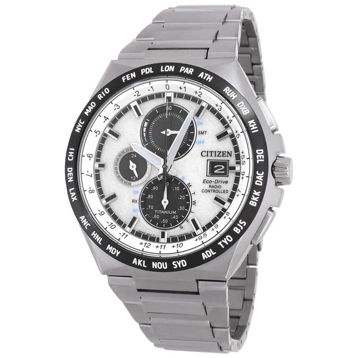 Photo: Citizen Radio-Controlled Perpetual World Time Silver Dial Mens Watch AT8238-84A