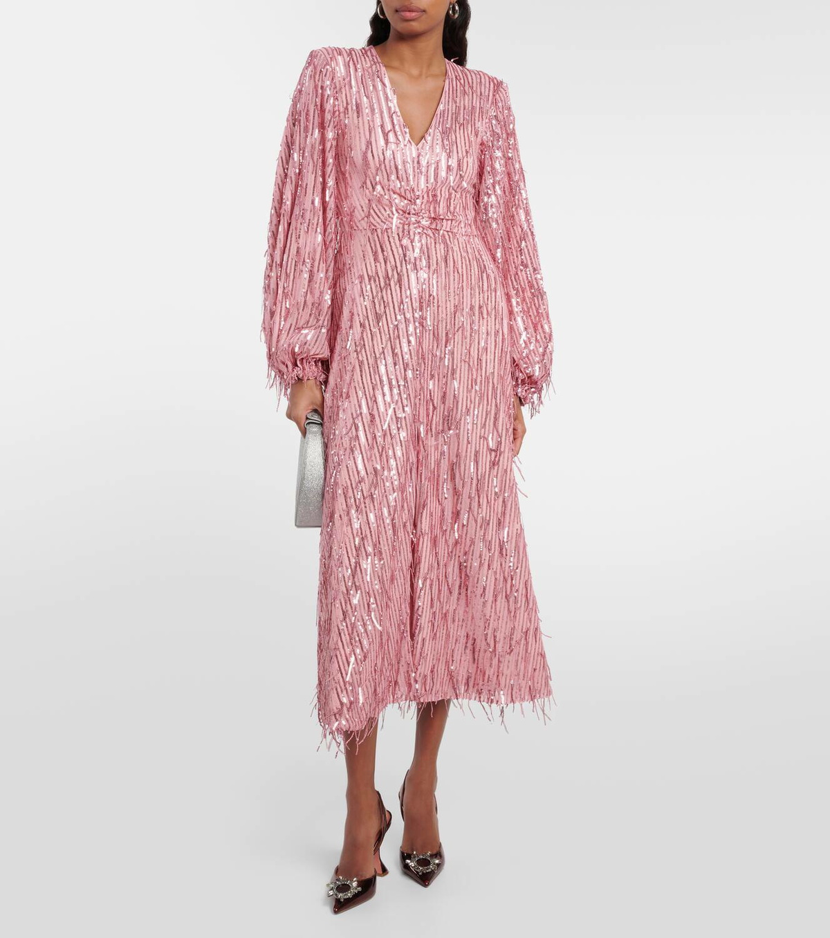 ROTATE BIRGER CHRISTENSEN ワンピース Sequined midi 882121 Rotate Birger Christensen Sequined midi dress ROTATE Birger