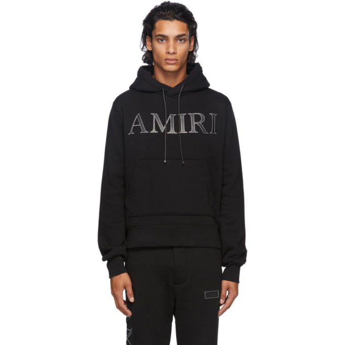 Amiri Black Leather Logo Hoodie Amiri