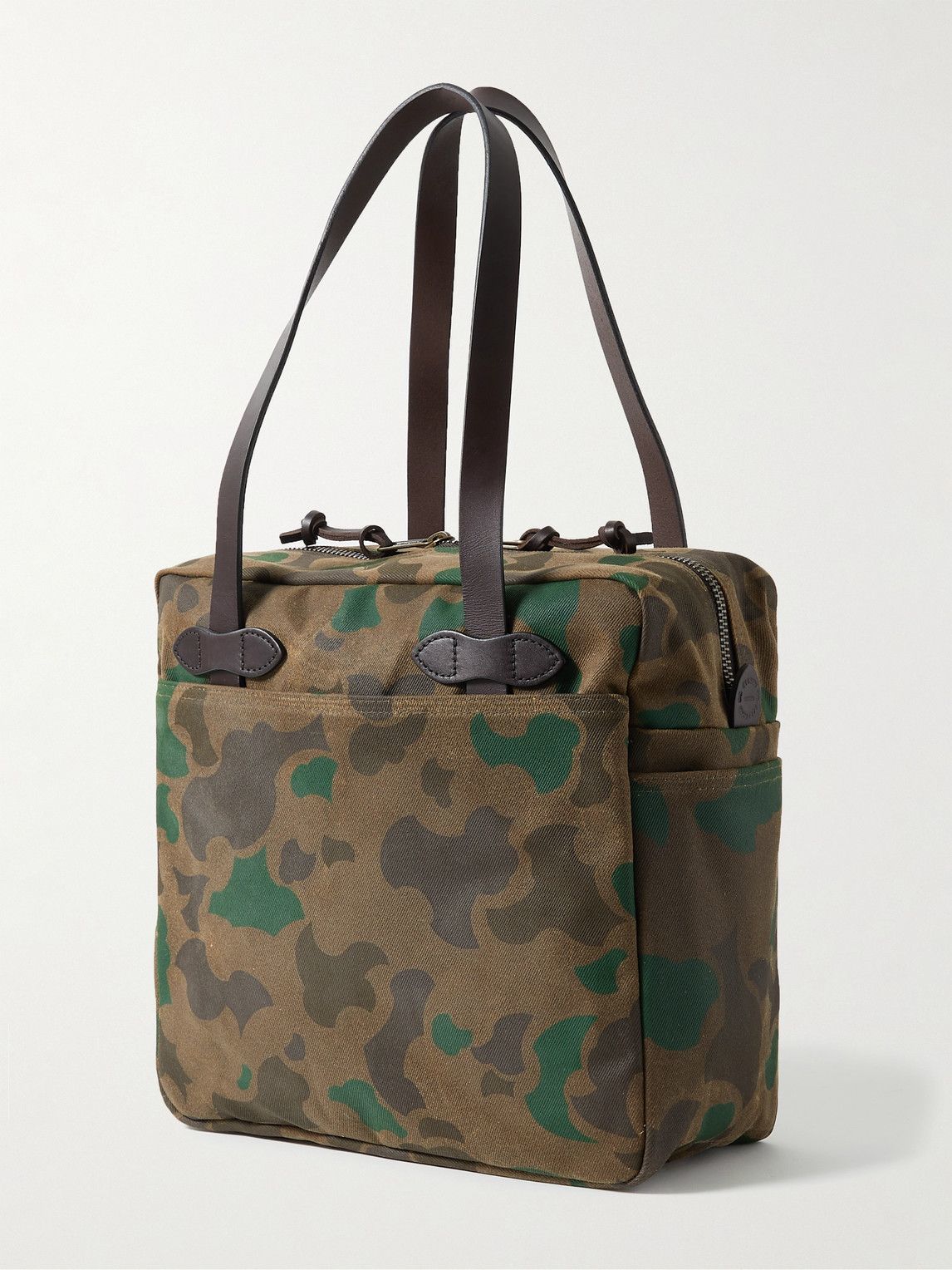 Filson - Medium Leather-Trimmed Camouflage-Print Waxed Rugged Twill Duffle  Bag Filson