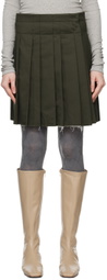 OPEN YY Khaki Pleated Wrap Miniskirt