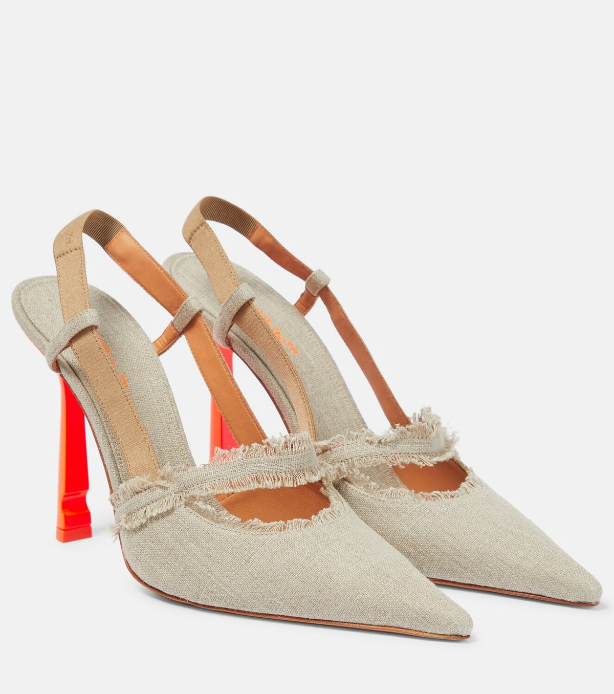 Off White Pop Oyster linen slingback pumps Off White