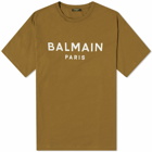Balmain Men's Classic Paris T-Shirt in Khaki/Off-White
