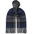 Rubinacci - Fringed Checked Cashmere Scarf - Blue