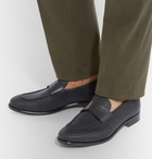 Ermenegildo Zegna - Pelle Tessuta Leather Loafers - Men - Midnight blue